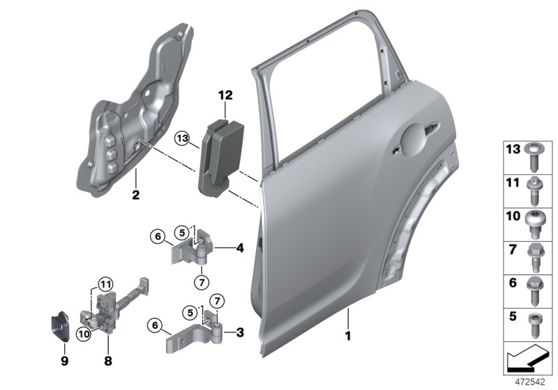 Rear door - hinge/door brake