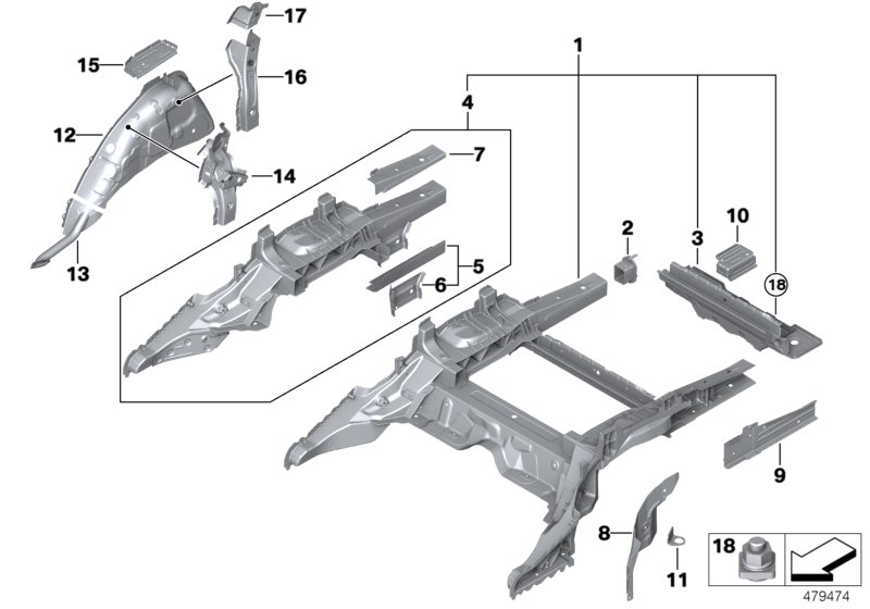 Rear wheelhouse/floor parts