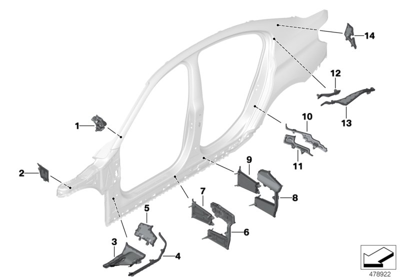 Cavity shielding, side frame