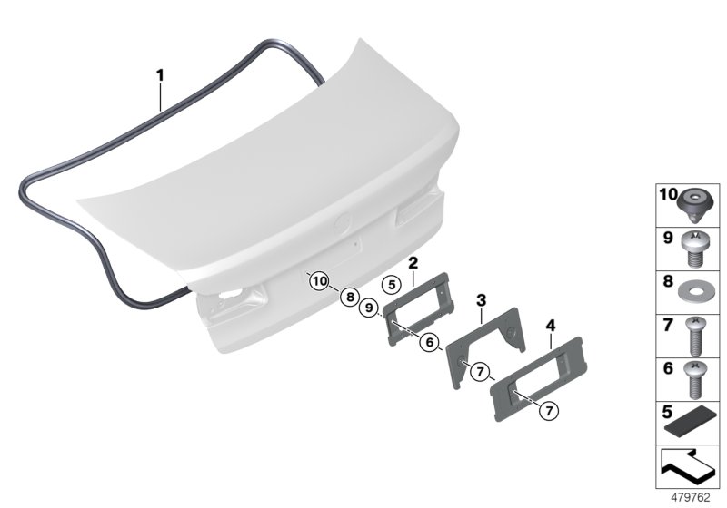Mounting parts, rear lid