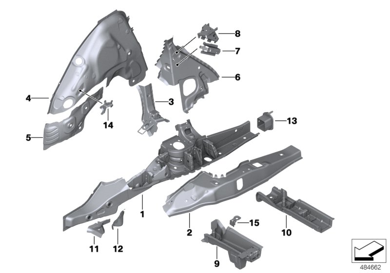 Rear wheelhouse/floor parts