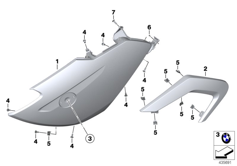 Fairing side section, front