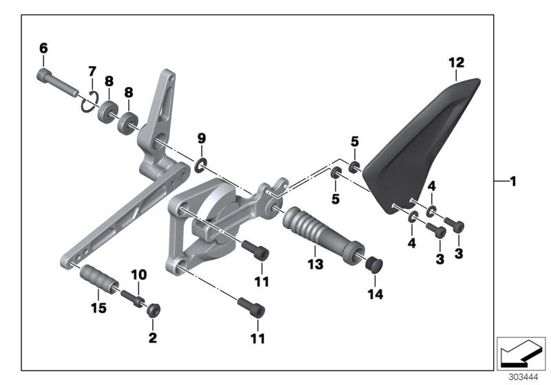 HP footrest system, left