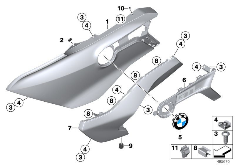 Fairing side section, front