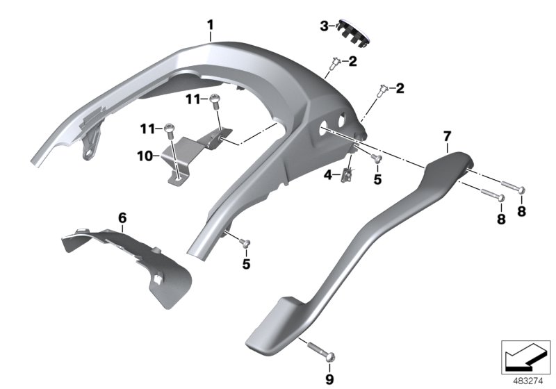 Rear trim panel with grab handle