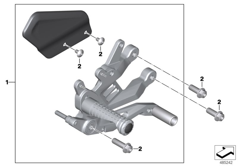 Footrest system, right