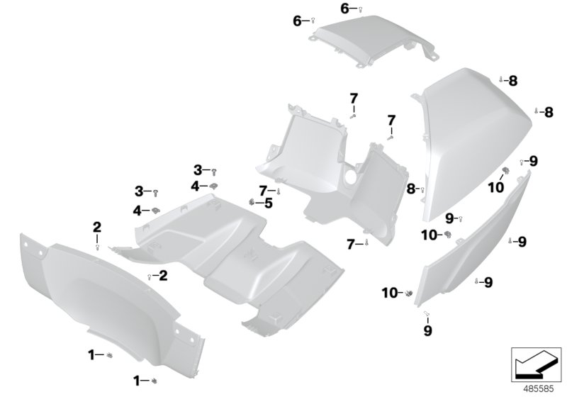Mounting for trim panel for topcase