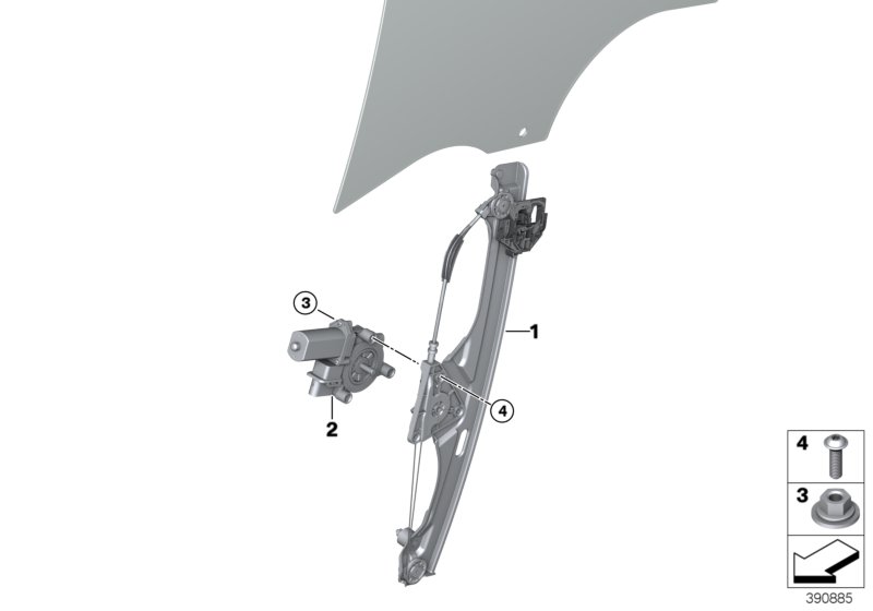 Door window lifting mechanism front
