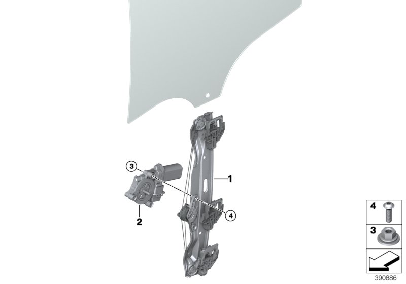 Door window lifting mechanism rear