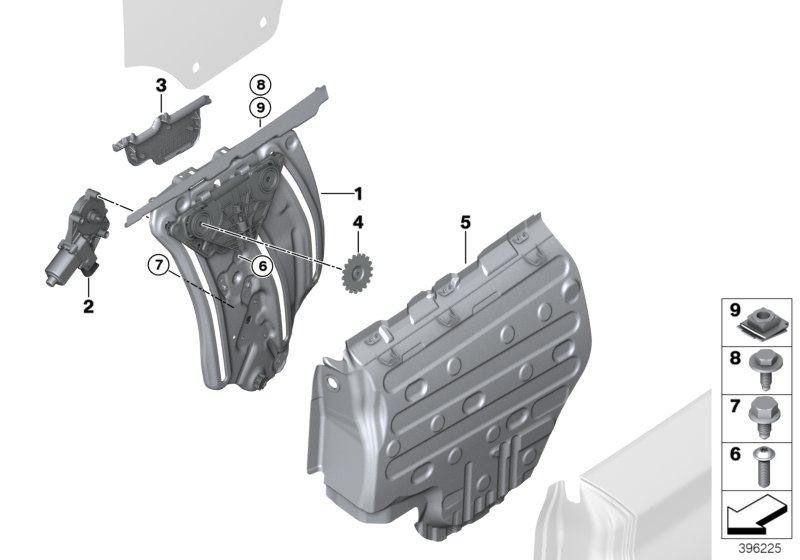 Door window lifting mechanism rear