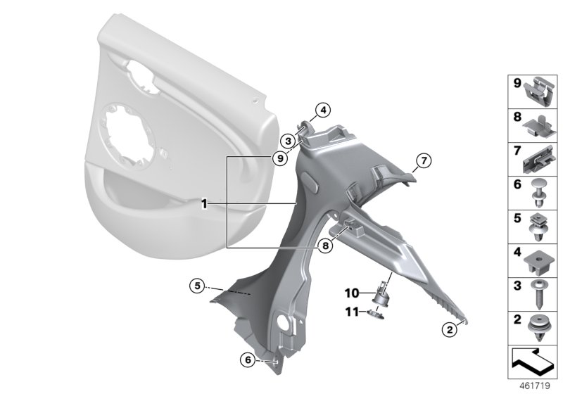 Lateral trim panel rear