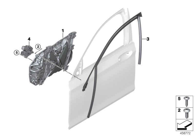 Door window lifting mechanism front