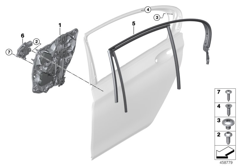 Door window lifting mechanism rear