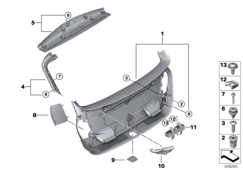 Trim panel, trunk lid