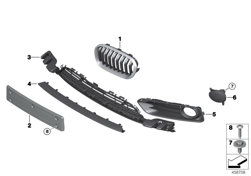 Trim panel, trim elements, front