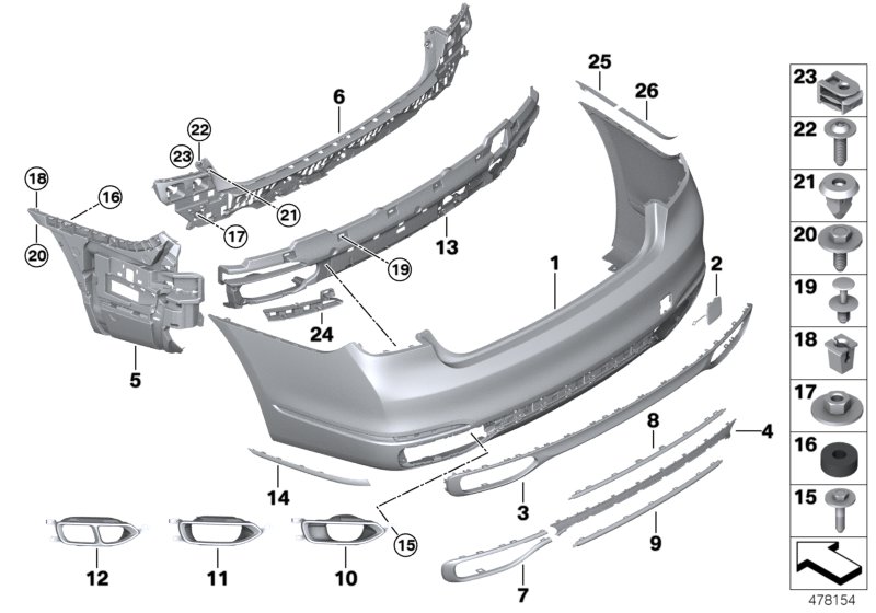 Trim panel, rear