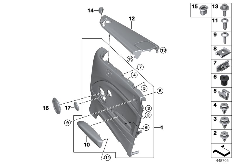 Lateral trim panel rear