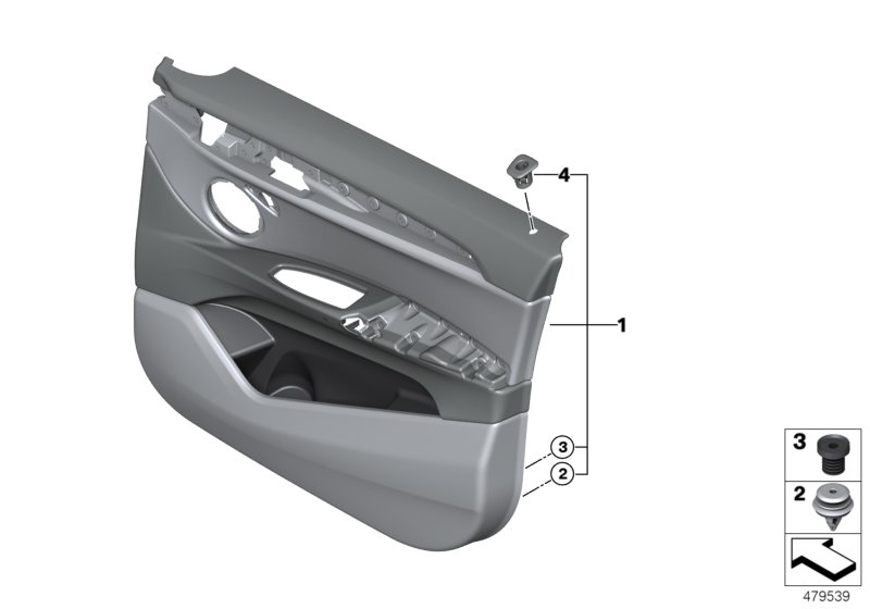 Door trim panel, front