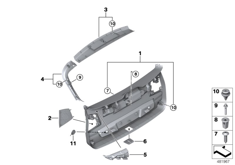 Trim panel, trunk lid