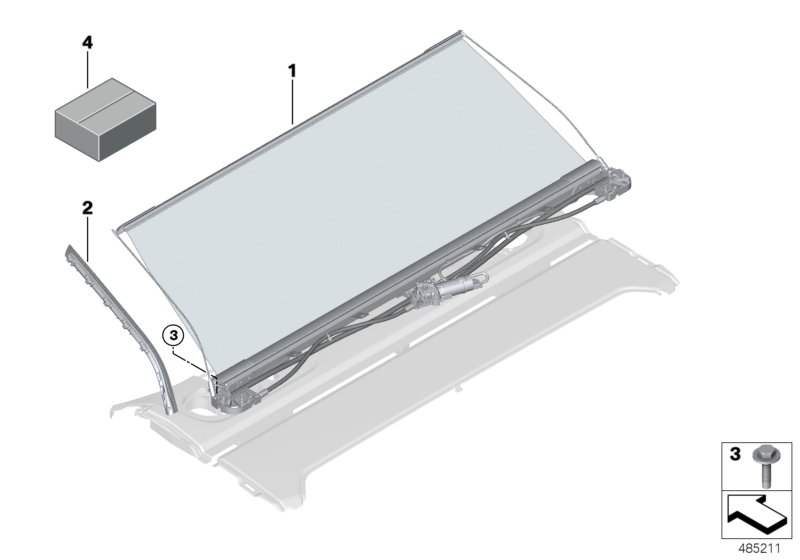Roller sun blind, storage shelf