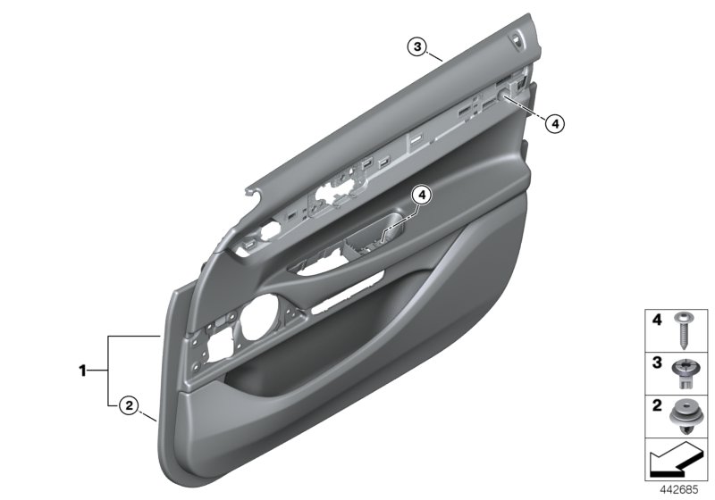 Door trim panel, front