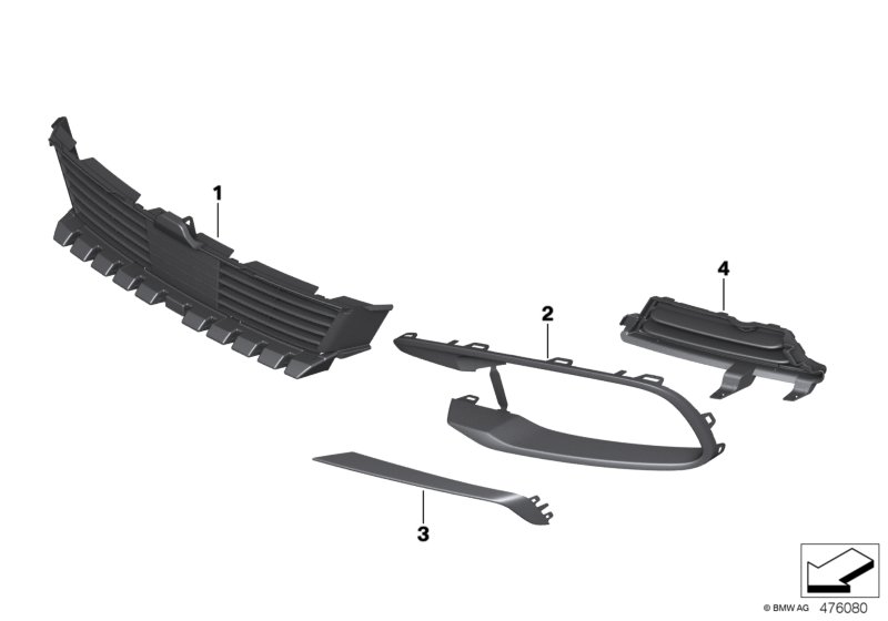 Trim panel, trim elements, front