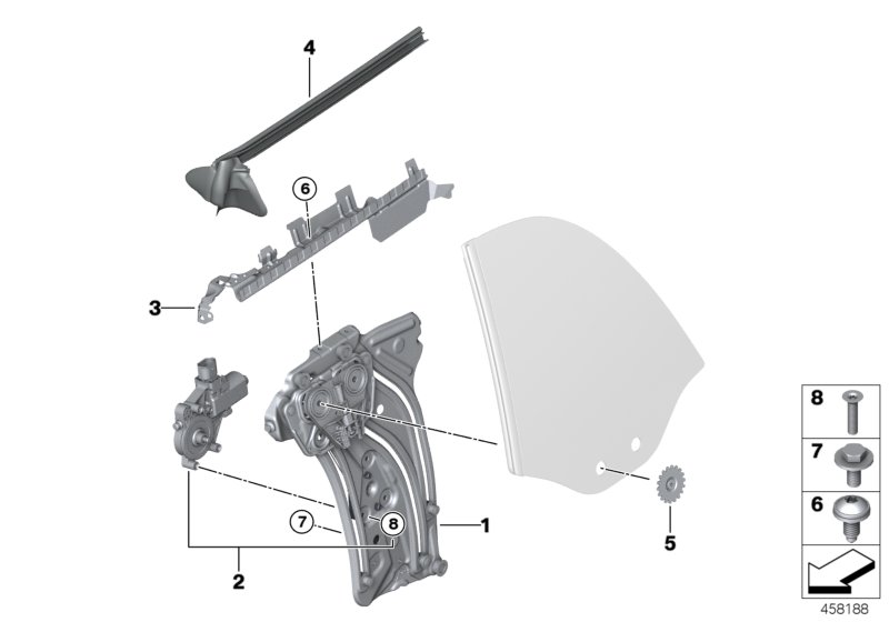 Door window lifting mechanism rear