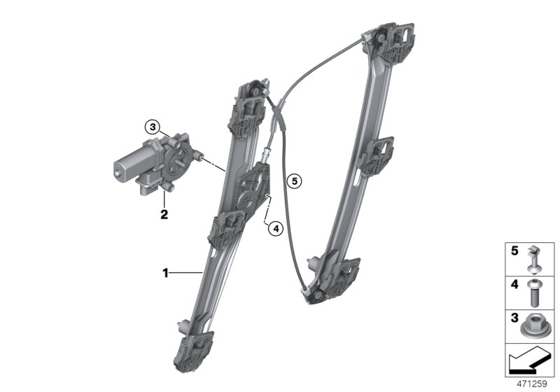 Door window lifting mechanism front