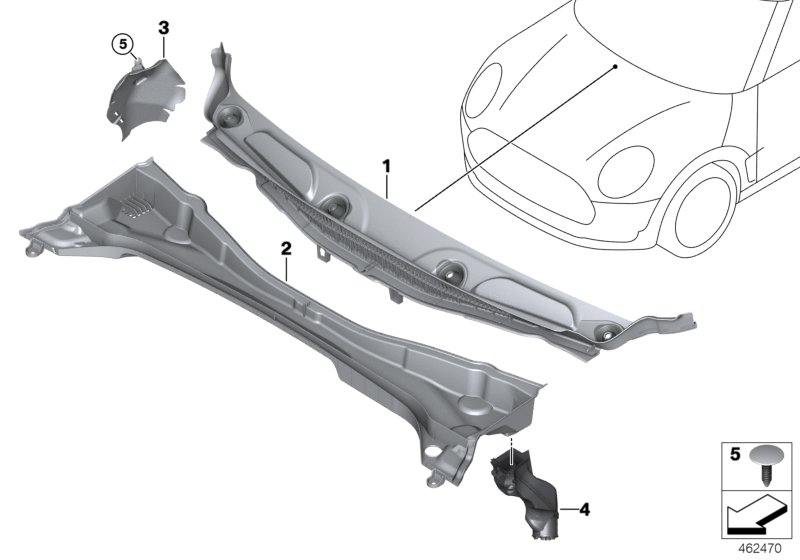 Trim panel, cowl panel, exterior
