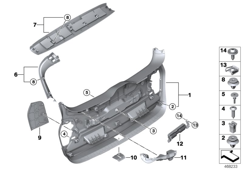 Trim panel, trunk lid
