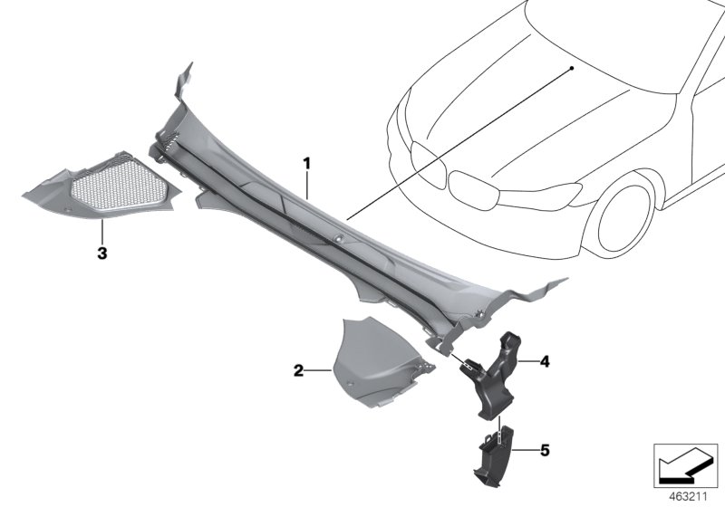 Trim panel, cowl panel, exterior