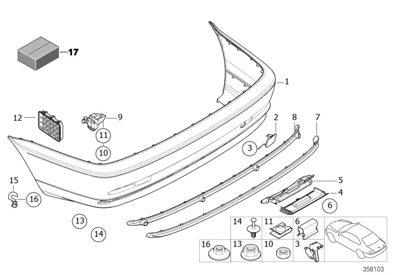 Trim panel, rear