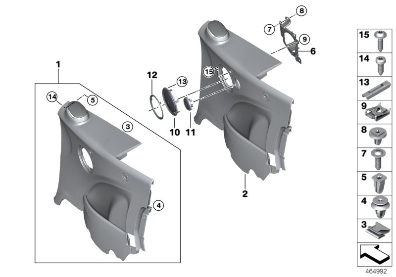 Lateral trim panel rear