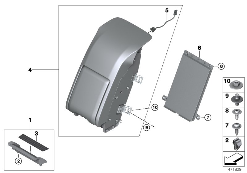 Centre console rear passenger comp.top