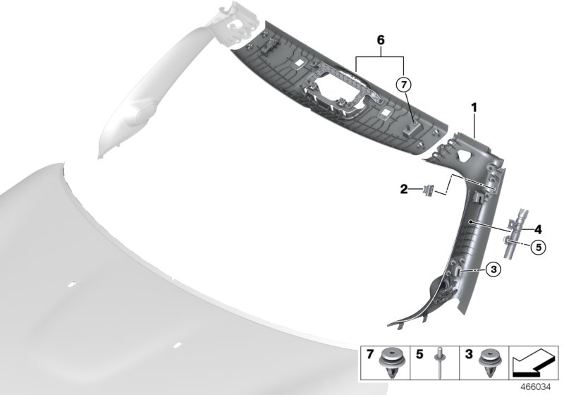 Trim panel A-column/Int.windscreen panel
