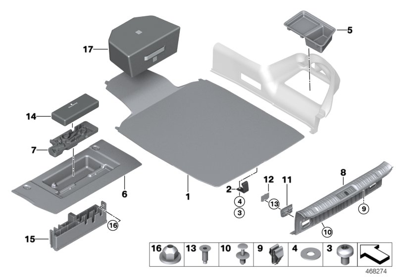 Trim panel, trunk floor