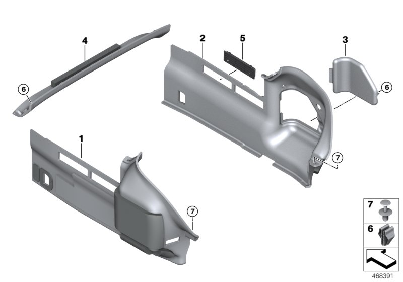 Lateral trunk floor trim panel