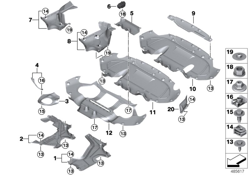 Underbody panelling, rear