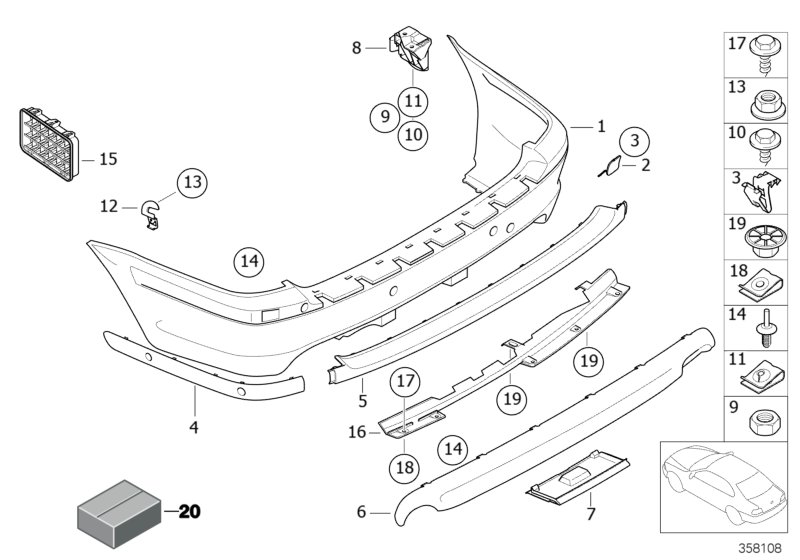 M trim panel, rear