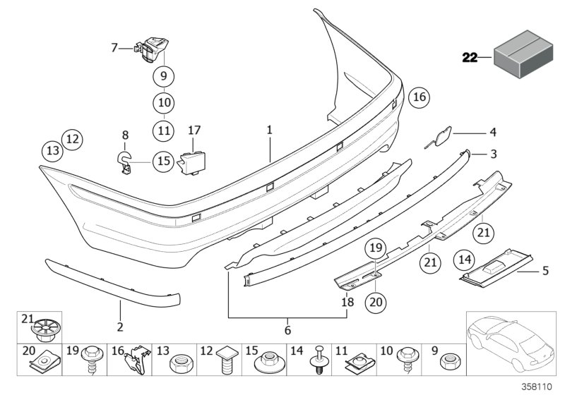 M trim panel, rear