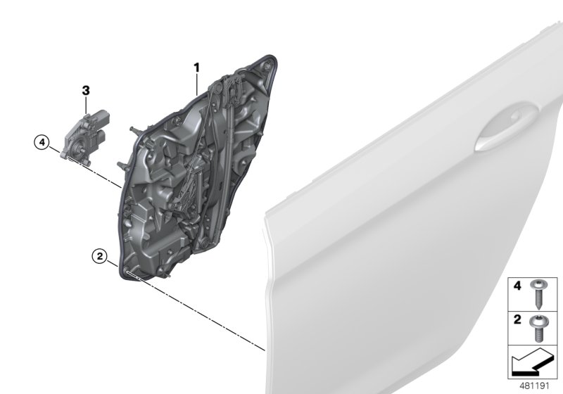 Door window lifting mechanism rear