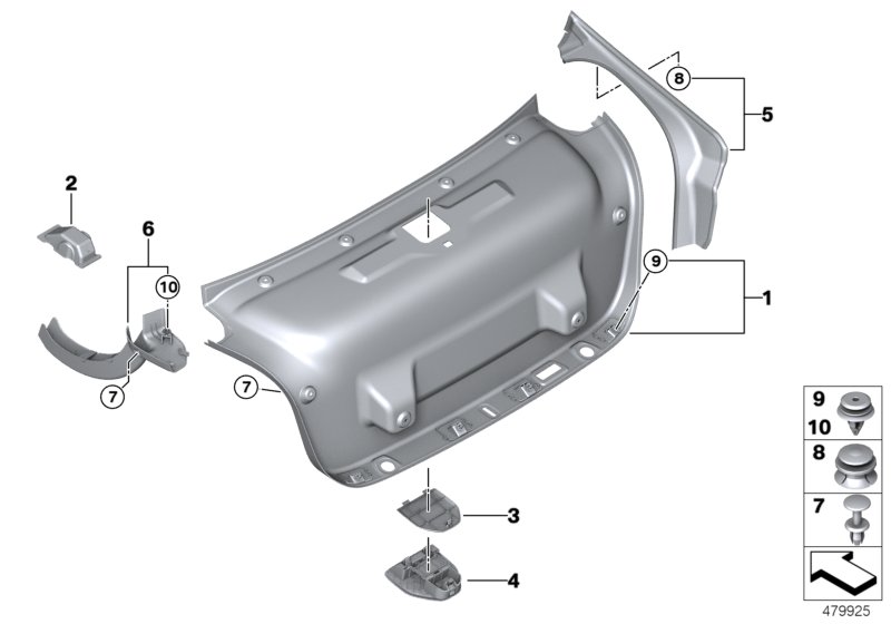 Trim panel, trunk lid