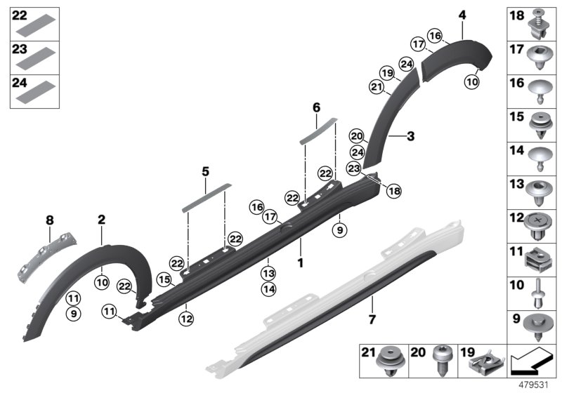Cover door sill / wheel arch