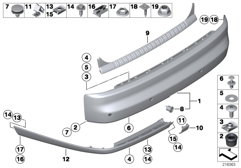 Trim panel, rear