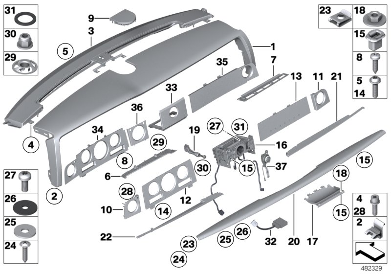 Instrument panel, upper part