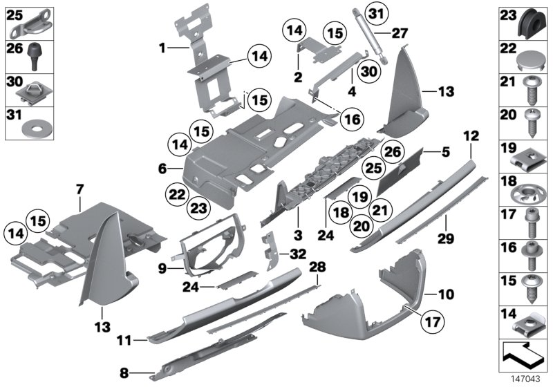 Instrument panel, lower part