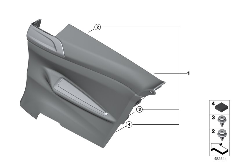 Lateral trim panel rear