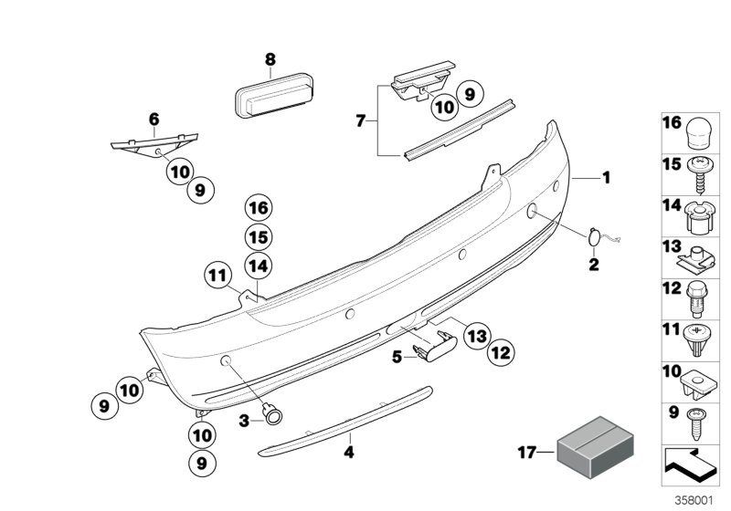 Trim panel, rear
