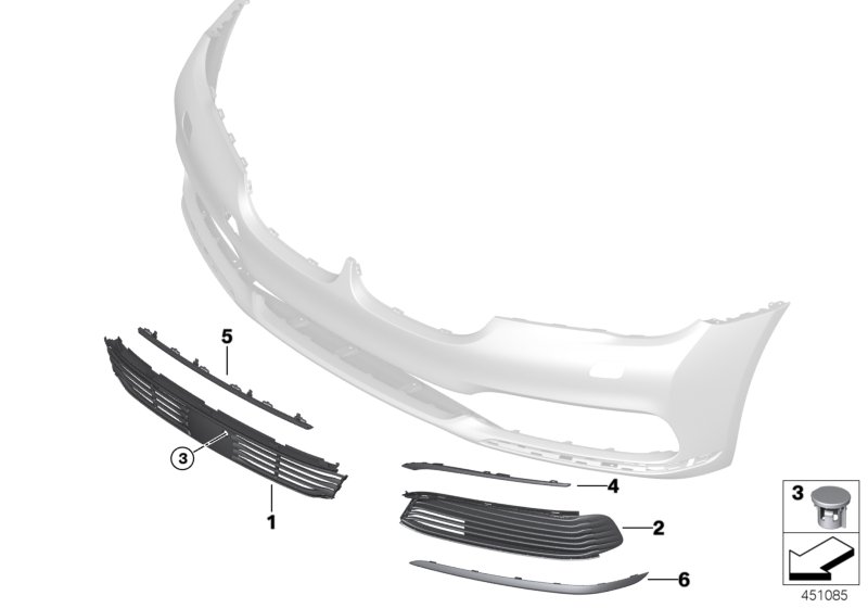 Trim panel, trim elements, front