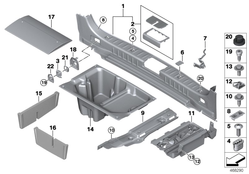 Rear trunk trim panel